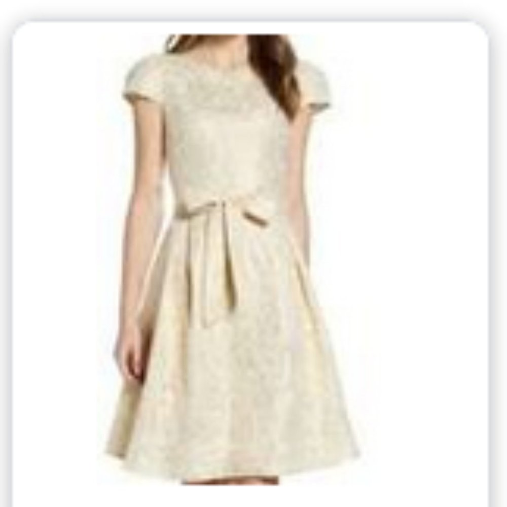 Gibson X Hi Sugarplum Gold Cap Sleeve Party Dress L NEW WITH TAG